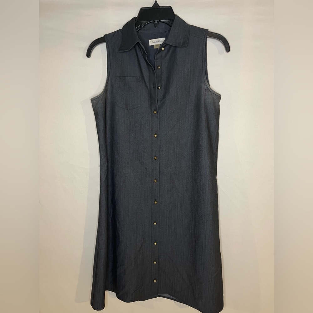 Calvin Klein Women’s Sleeveless, Collard, Jean material dress Size 2